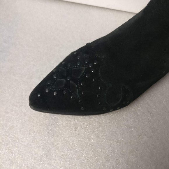 ivylee Copenhagen Suede Low heel Western studded ankle boot 39/8us BLACK - Picture 5 of 12